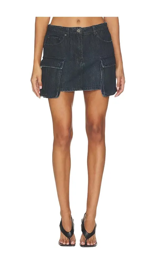 Courtney Zheng Denim Cargo Mini Skirt