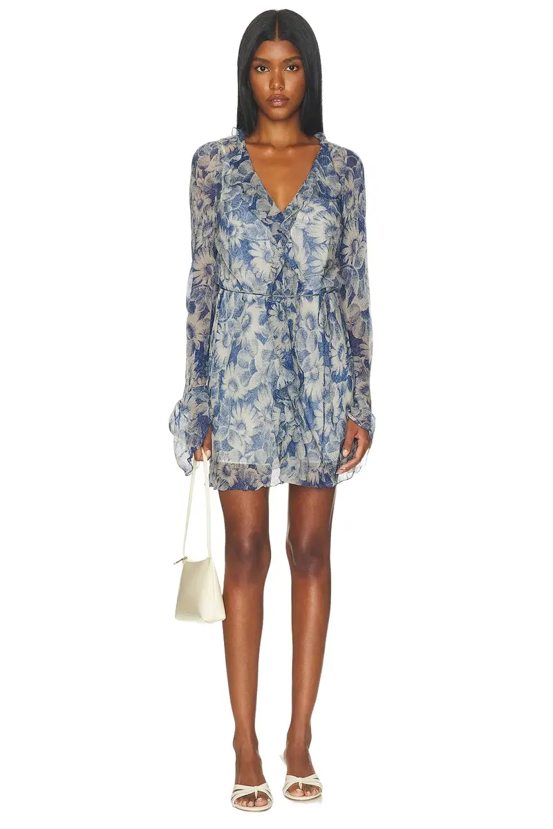 SIR. Lilia Ruffle Long Sleeve Mini Dress
