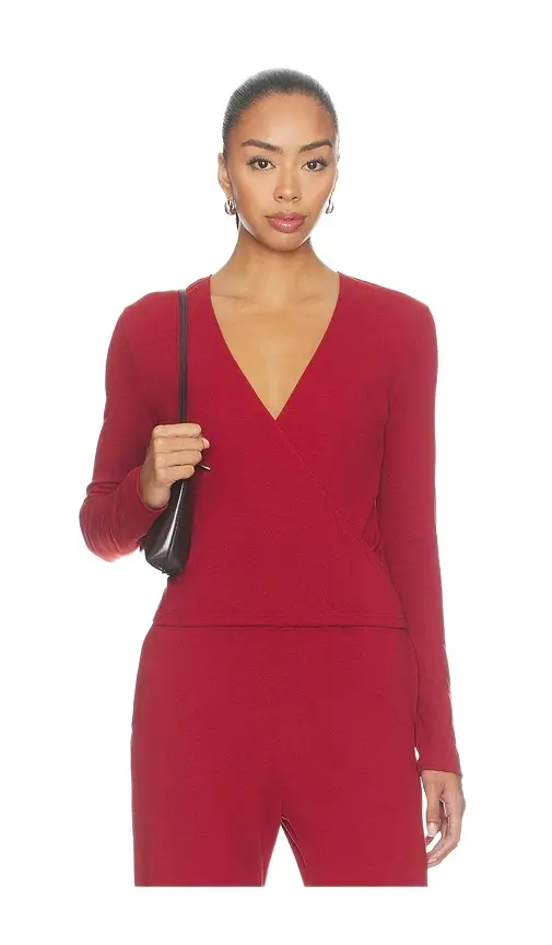 LESET Lauren Crop Wrap Top