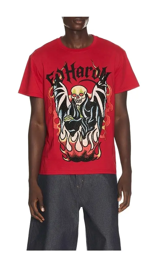 Ed Hardy Firelord Rhinestone Throwback Tee