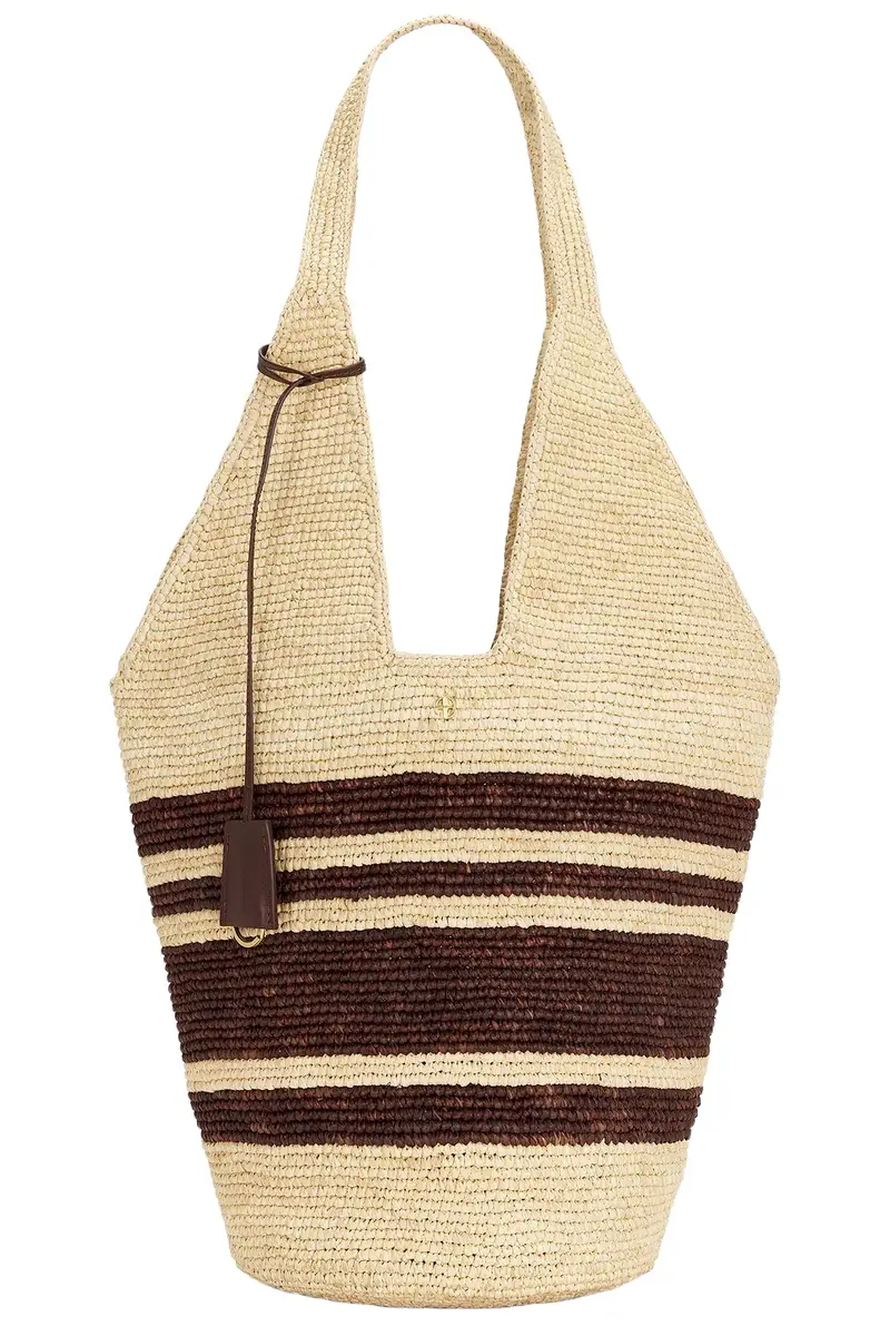 Leah Stripes Hobo Raphia Bag