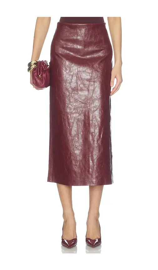 Alice + Olivia Alice + Olivia Maeve Faux Leather Slip Skirt With Slit | Thumbnail 2 Alice + Olivia Alice + Olivia Maeve Faux Leather Slip Skirt With Slit | Thumbnail 2
