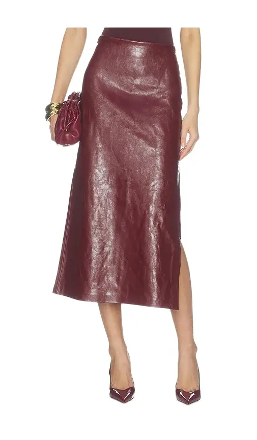 Alice + Olivia Alice + Olivia Maeve Faux Leather Slip Skirt With Slit