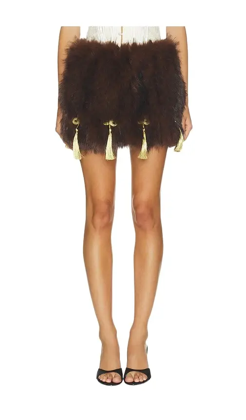 Kim Shui Elle Faux Fur Micro Mini Skirt