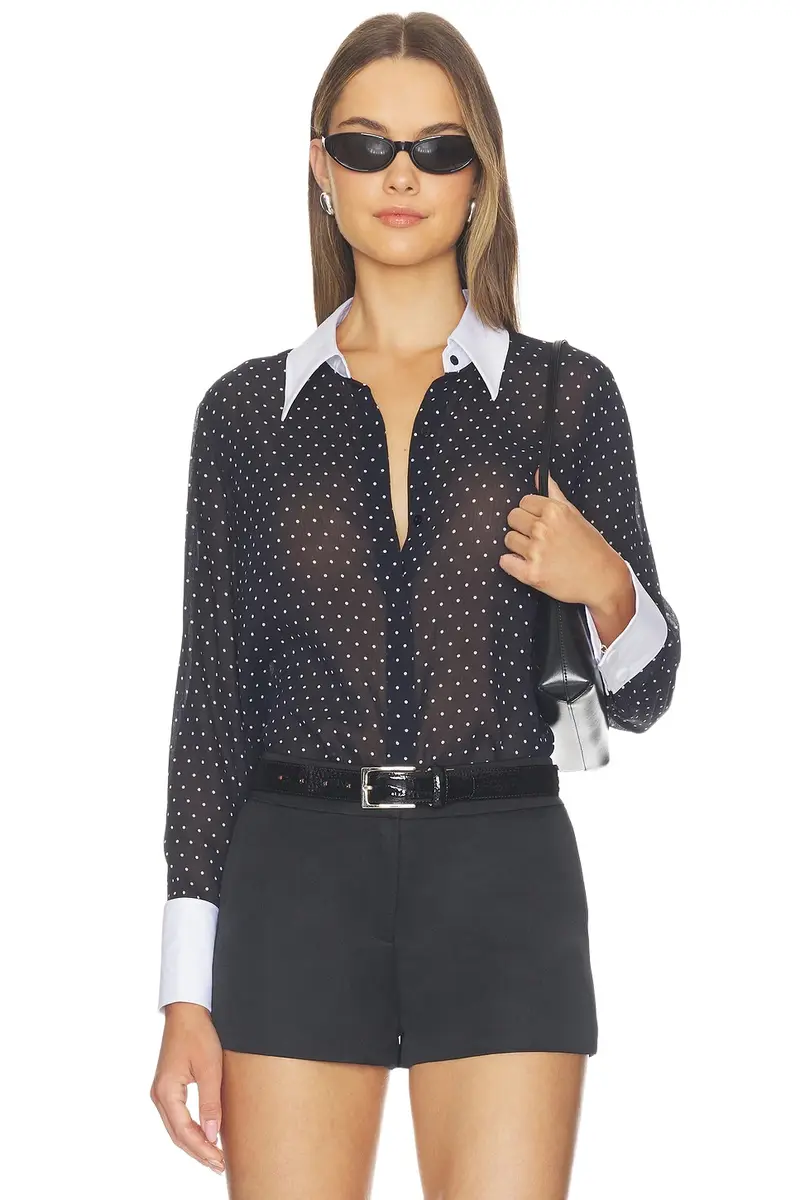 L'Agence Sona Polplin Collar Blouse