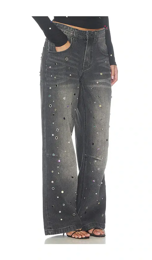 Jaded London Rhinestone Studded Colossus Jeans | Thumbnail 2