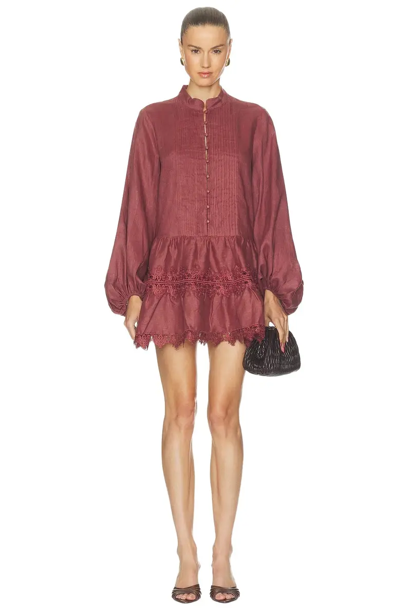 Antonia Lace Trim Mini Dress Antonia Lace Trim Mini Dress
