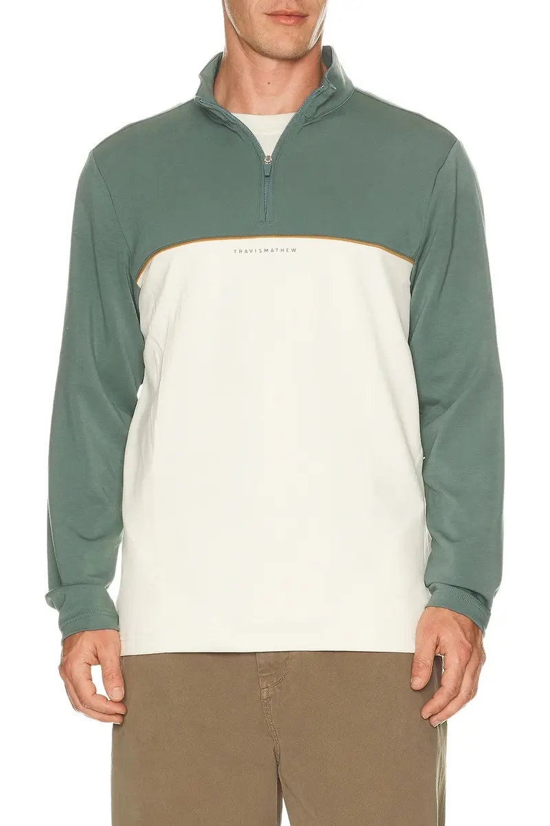 TravisMathew Travis Mathew Fibercloud Colorblock Quarter Zip Sweater