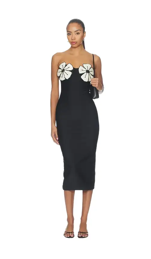 Midnight Bloom Lycra Midi Dress Midnight Bloom Lycra Midi Dress