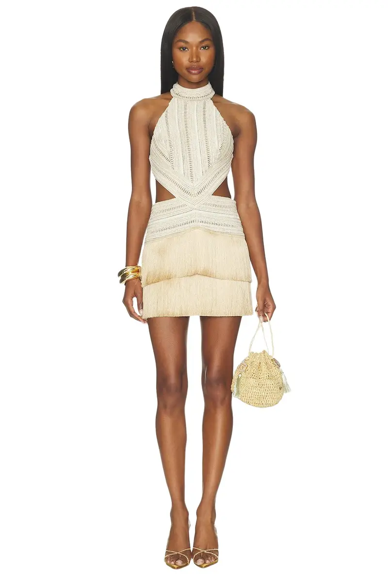 Petal Fringe Mini Dress