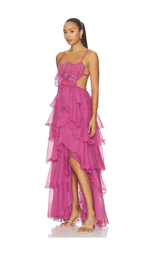 PatBo Chiffon Carmen Lotus Maxi Dress | Thumbnail 2