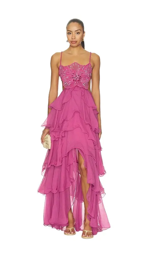 Chiffon Carmen Lotus Maxi Dress Chiffon Carmen Lotus Maxi Dress