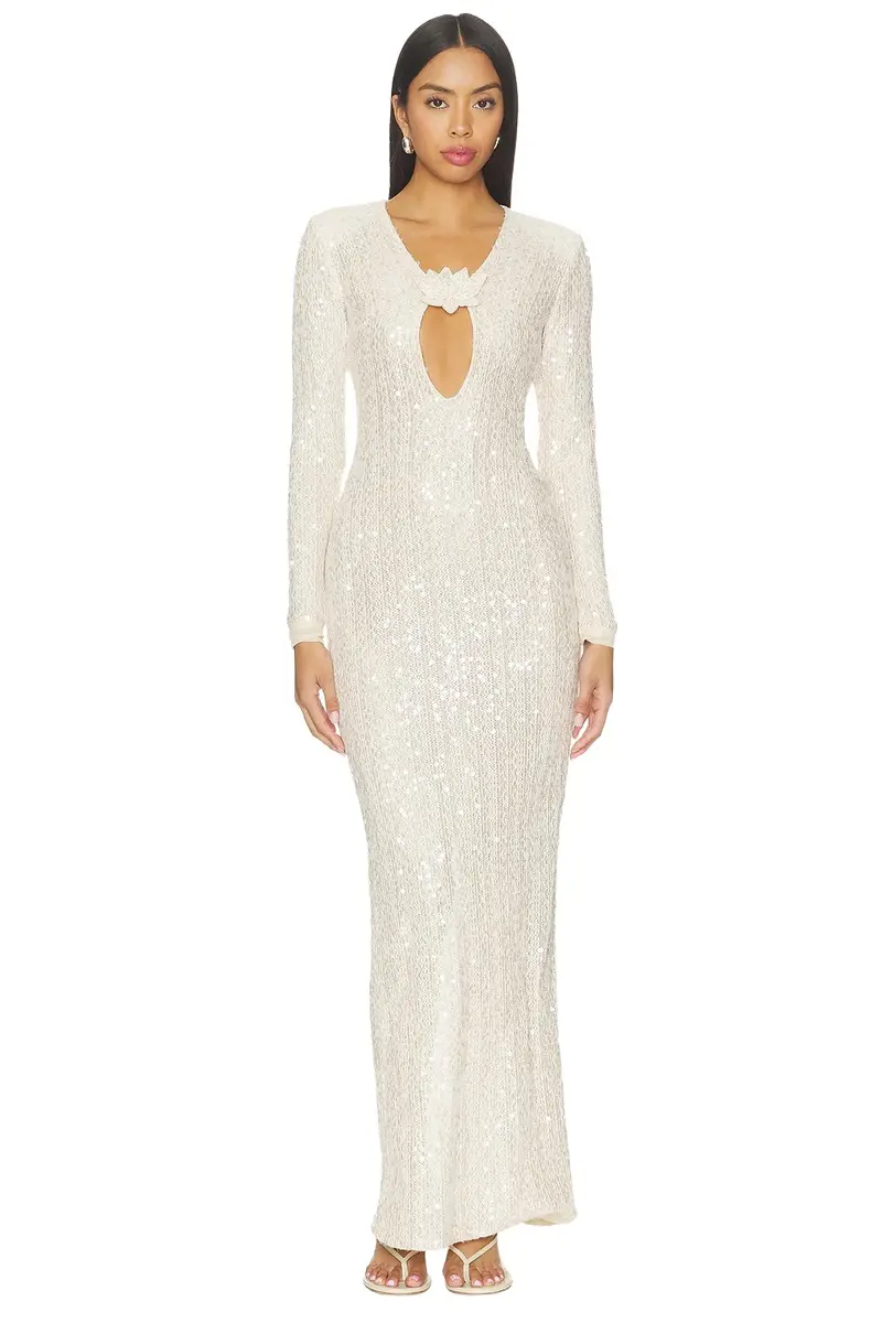 Lara Crochet Plunge Maxi Dress Lara Crochet Plunge Maxi Dress