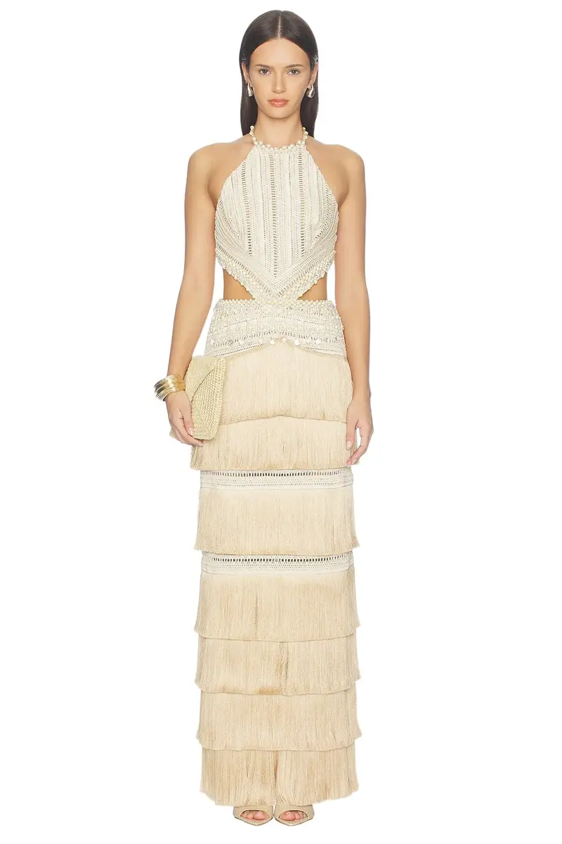 Petal Fringe Long Dress
