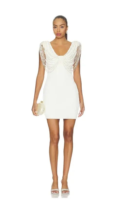 PatBo Isadora Knit Beaded Sleeve Mini Dress