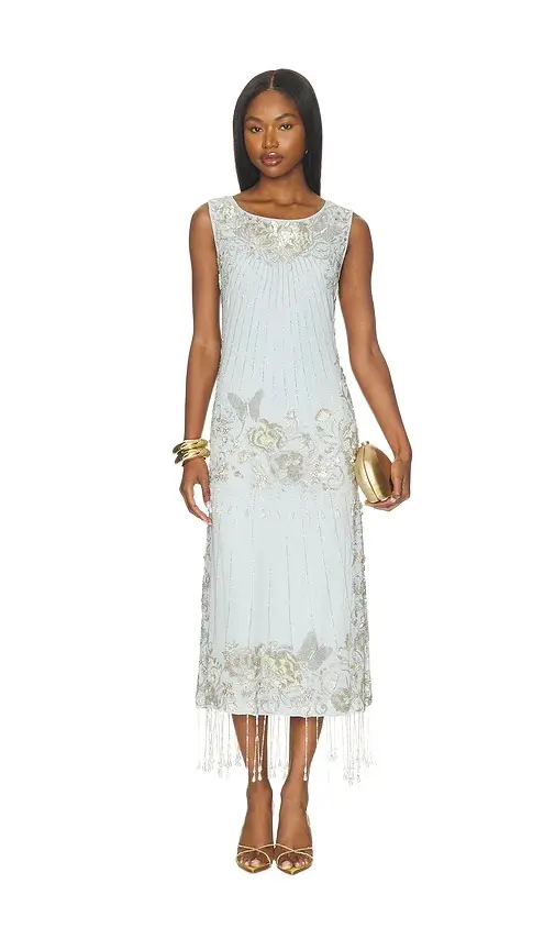 Aquamarine Frosted Bloom Midi Dress Aquamarine Frosted Bloom Midi Dress
