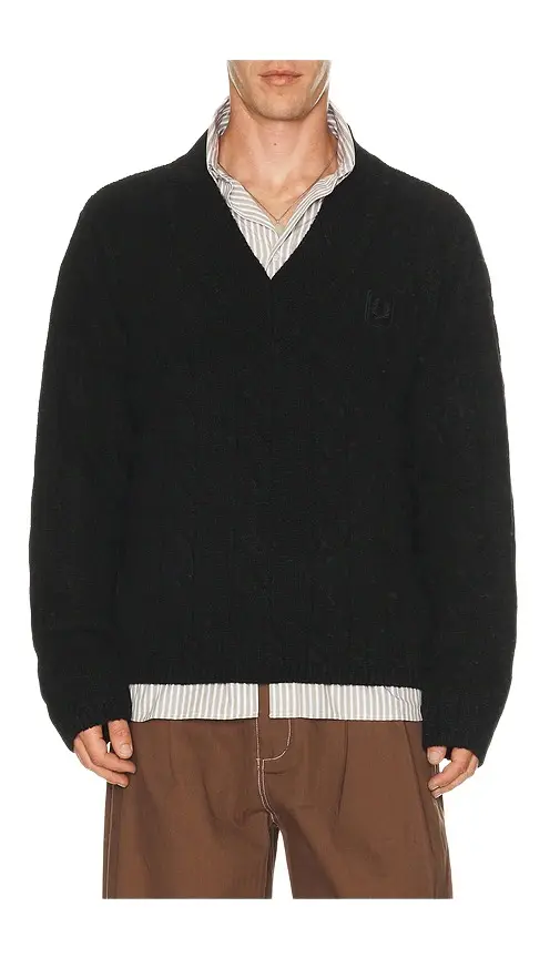 Fred Perry Canvas Cable V-Neck Jumper