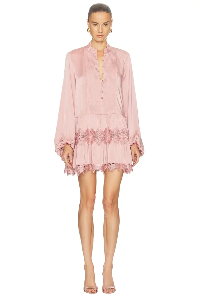 Antonia Lace Trim Mini Dress Antonia Lace Trim Mini Dress