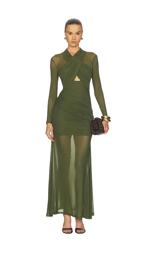 Bardot Veria Wrap Mesh Maxi Dress