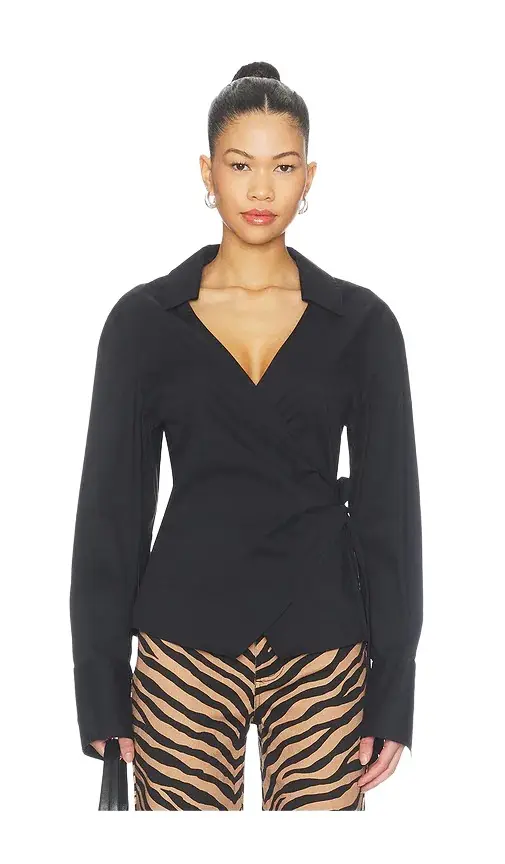 SIMONMILLER Anya Poplin Wrap Top