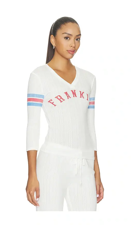 Frankies Bikinis School Girl Pointelle Three Quarter Sleeve Shirt | Thumbnail 2 Frankies Bikinis School Girl Pointelle Three Quarter Sleeve Shirt | Thumbnail 2