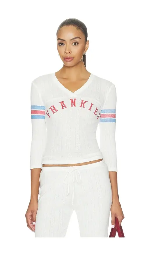 Frankies Bikinis School Girl Pointelle Three Quarter Sleeve Shirt