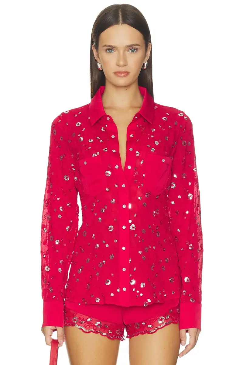 X Devon Lee Carlson Bestie Chiffon Button Down