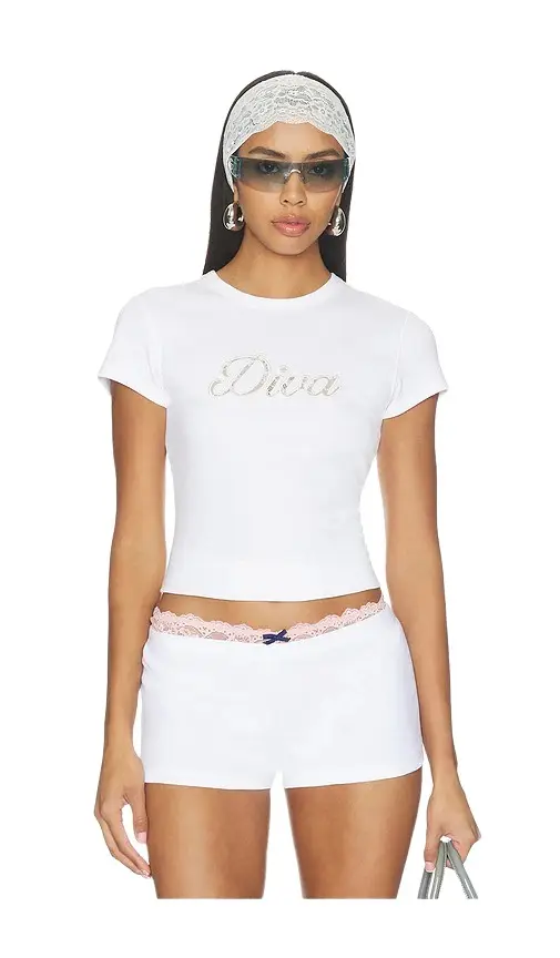 Frankies Bikinis X Devon Lee Carlson Diva Cotton Ribbed Tee Shirt