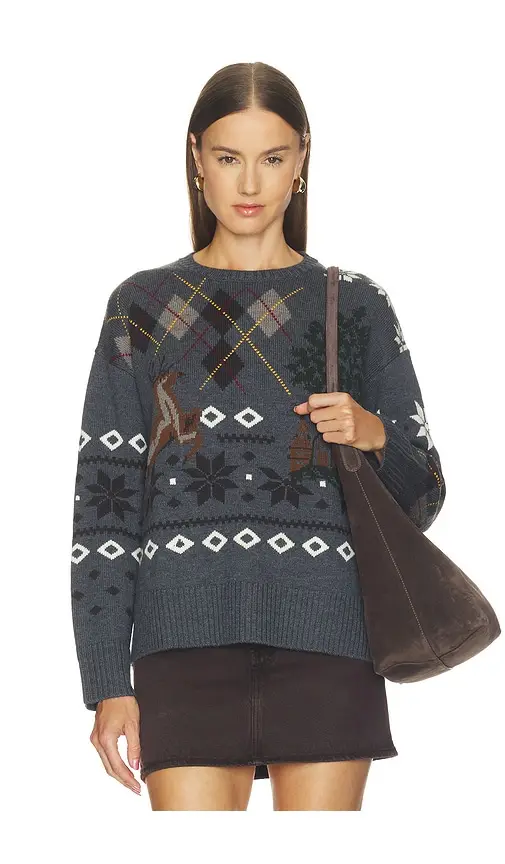 Monse Mixed Fair Isle Crew Neck Sweater With Scarf | Thumbnail 2 Monse Mixed Fair Isle Crew Neck Sweater With Scarf | Thumbnail 2