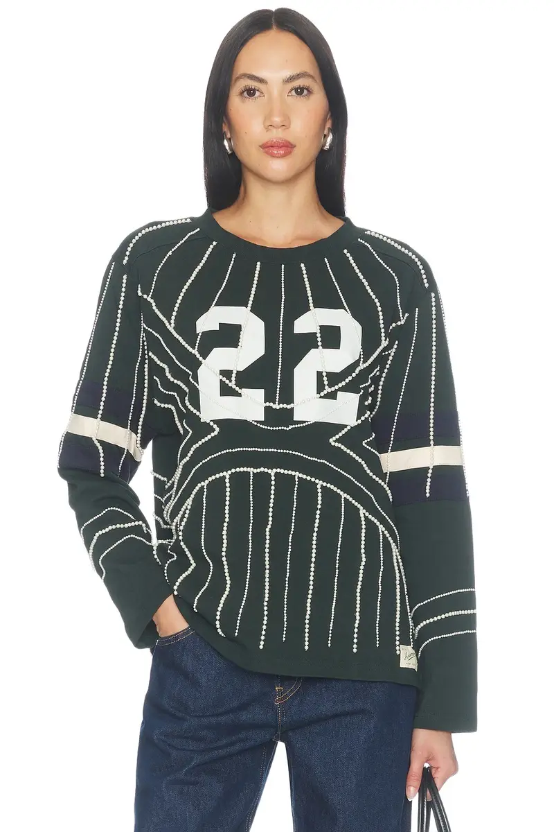Sea Quinn Embroidered Beaded Longsleeve T-shirt