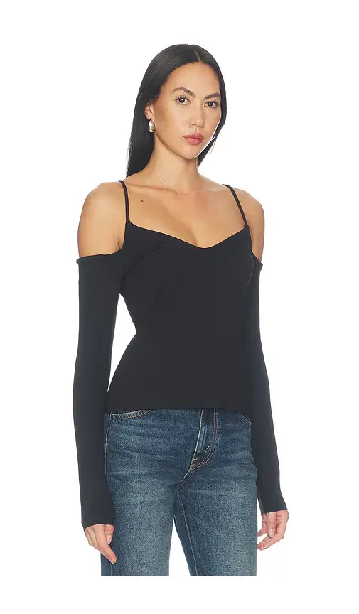 susana monaco Off Shoulder String Long Sleeve Top | Thumbnail 2