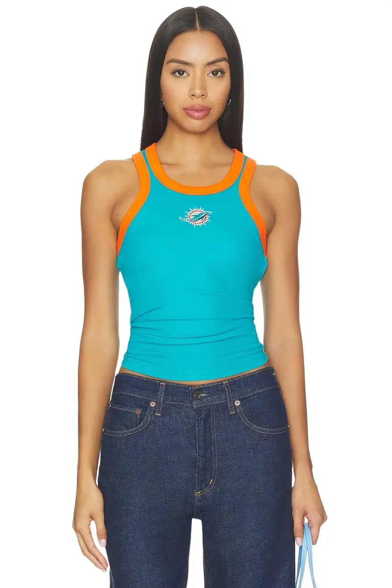 Terez Miami Dolphins Contrast Trim Rib Tank