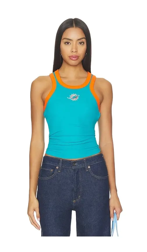 Terez Miami Dolphins Contrast Trim Rib Tank