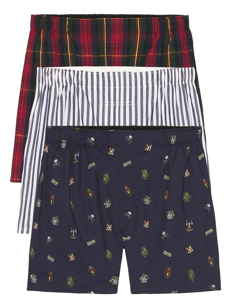 Classic Fit Cotton 3 Pack Woven Boxers