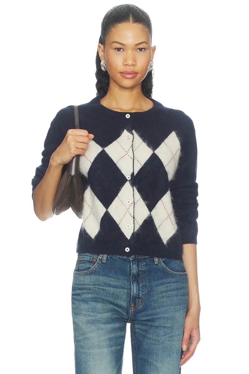 Soft Goat Argyle Cardigan