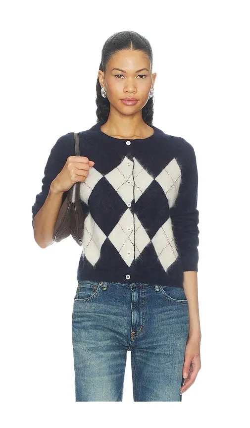 Soft Goat Argyle Cardigan