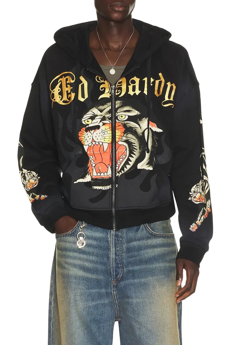 Ed Hardy Panther Sunfade Boxy Zip Hoodie