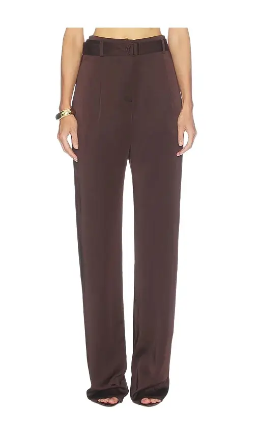 Lapointe Lightweight Satin High Waisted Belted Pant