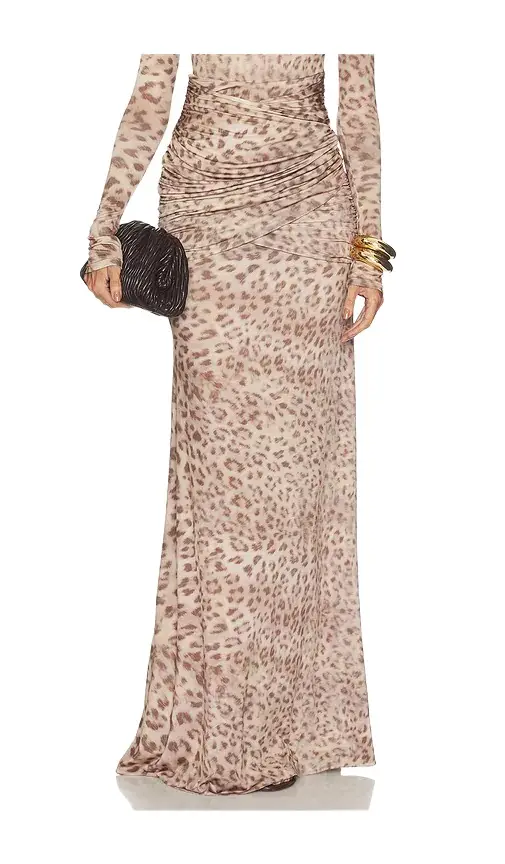 Printed Jersey Shirred Hip Skirt