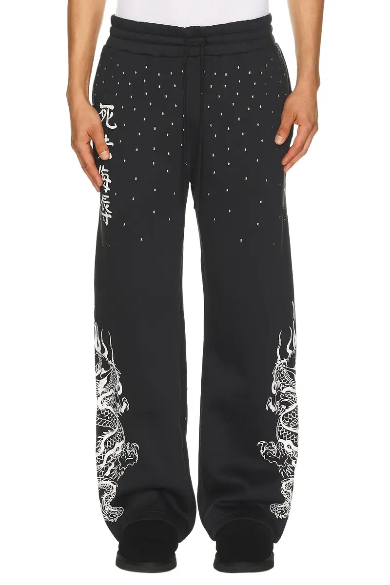 Ed Hardy Mary Dragon Studded Boxy Zip Sweatpant