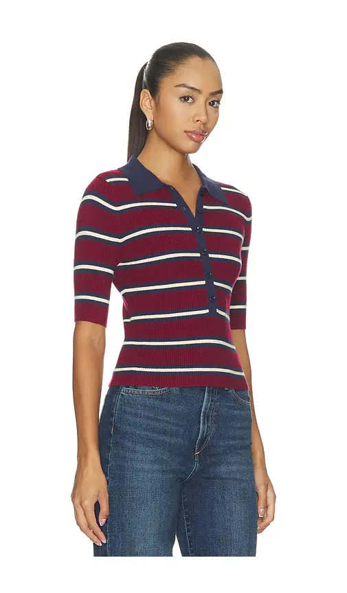 525 America Imogen Rib Stripe Fitted Polo | Thumbnail 2