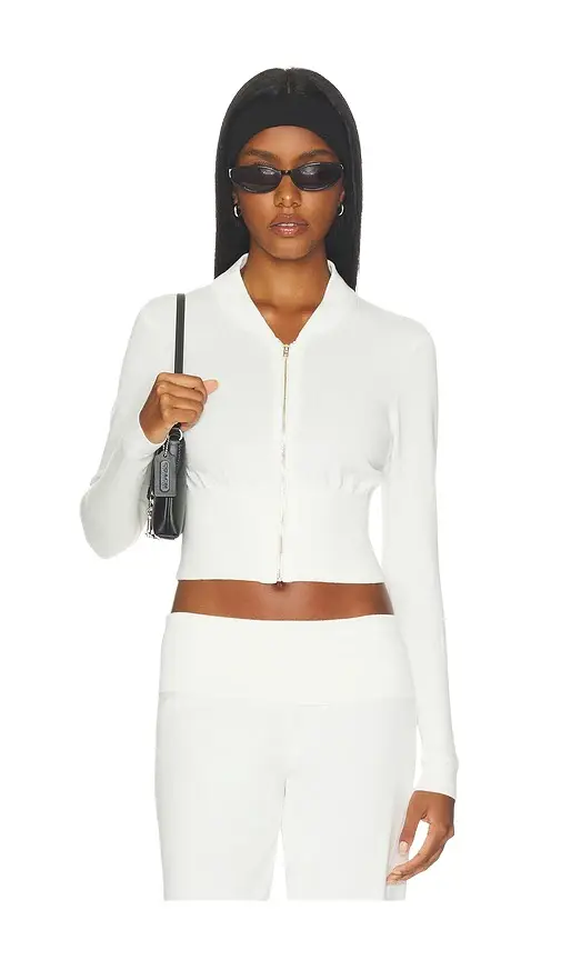 Runaway The Label Monisha Crop Zip Up Knit Cardigan