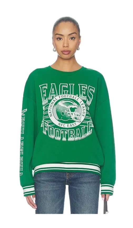 Eagles Striped Rib Crew Sweatshirt