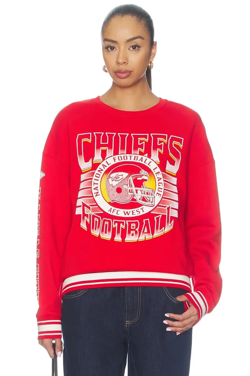 Junk Food Chiefs Striped Rib Crew Sweatshirt
