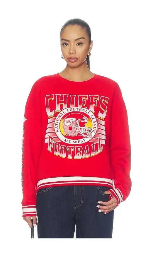 Chiefs Striped Rib Crew Sweatshirt