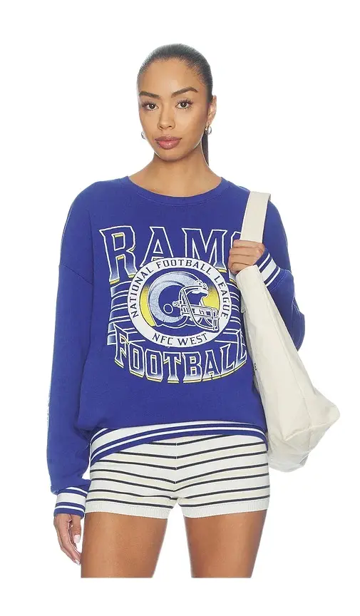 Rams Striped Rib Crew Sweatshirt