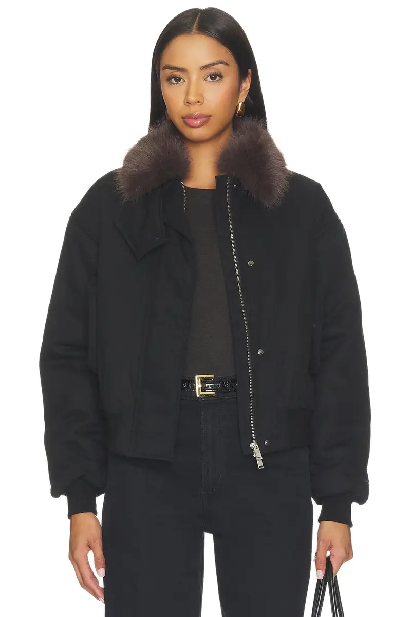Paris Georgia Elemental Utilitarian Bomber With Fur Collar