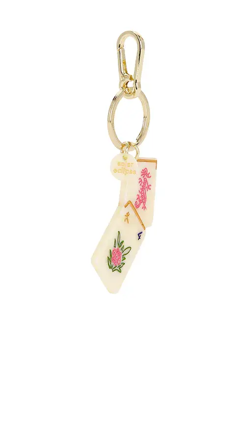 Solar Eclipse Hand-Painted Flower Mahjong Bag Charm & Keychain | Thumbnail 2 Solar Eclipse Hand-Painted Flower Mahjong Bag Charm & Keychain | Thumbnail 2