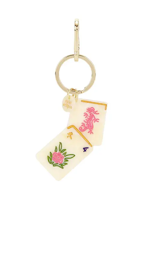 Solar Eclipse Hand-Painted Flower Mahjong Bag Charm & Keychain