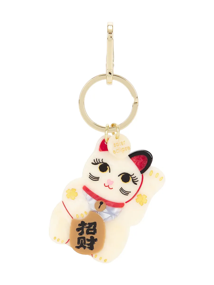 Hand-Painted Maneki-Neko Cat Bag Charm & Keychain
